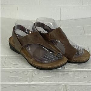 Dansko Reese Leather Sandals Brown Distressed One Toe Sandals Size 38